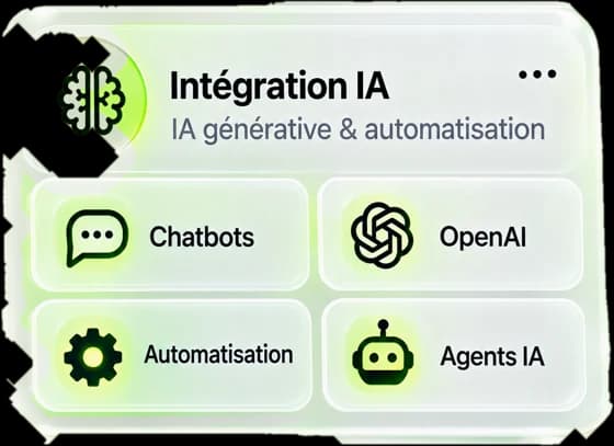 Carte intégration IA : chatbots, OpenAI, automatisation, agents IA